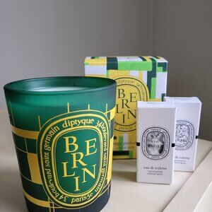 Diptyque Berlin Candle Limited Edition (lit once) with samples